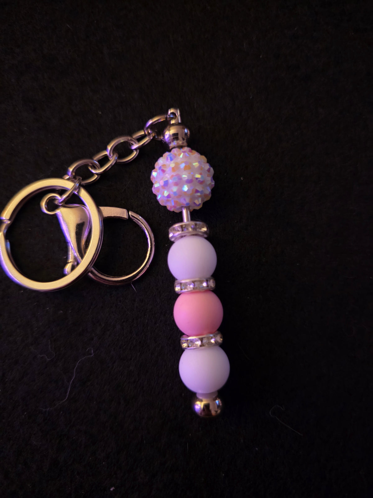 Handmade Pink & Lavender Sparkle Beaded Keychain