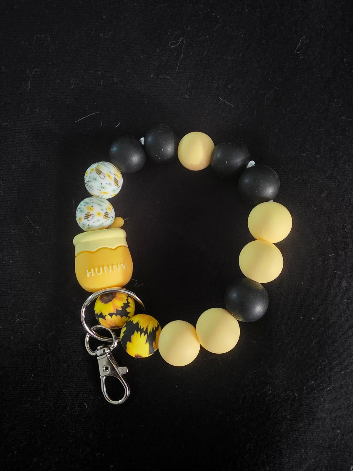 Honey Jar Bee Wristlet Keychain