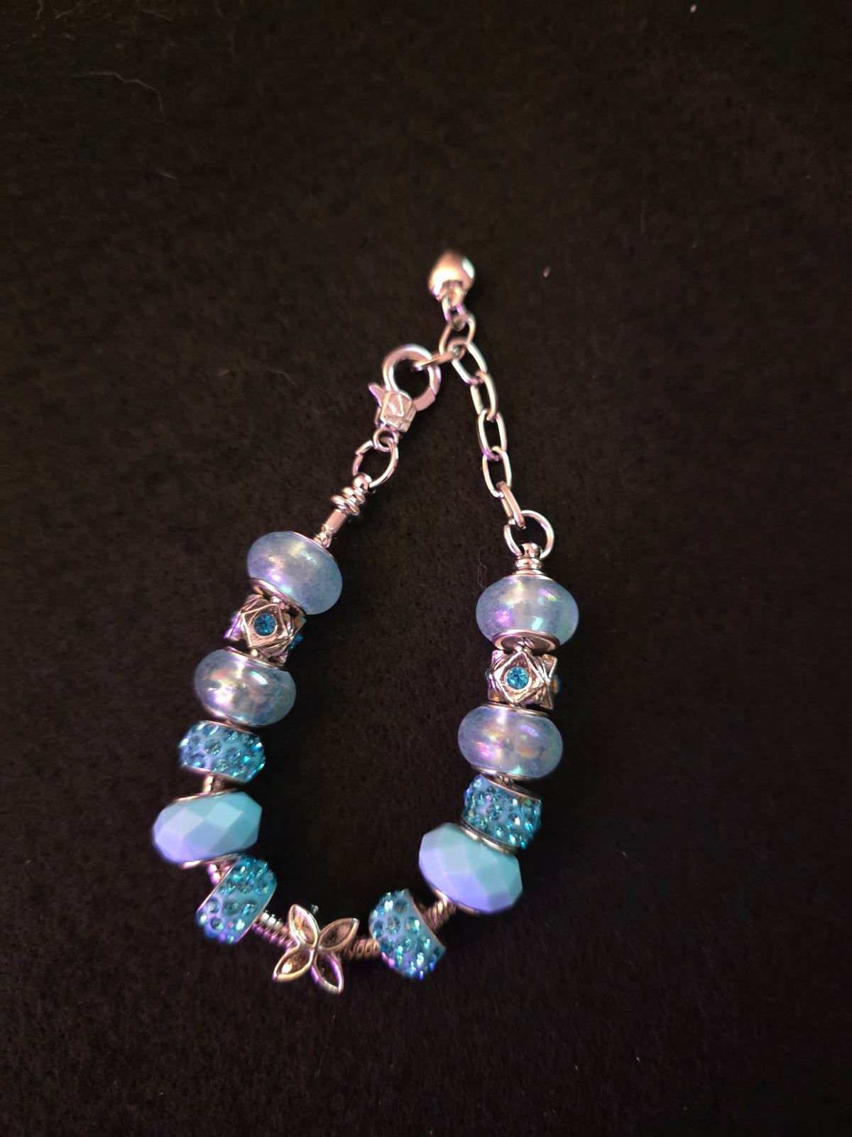 Handmade Blue & Aqua Butterfly Charm Bracelet