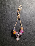 Jewel-Tone Rose Heart Beaded Purse Charm
