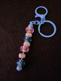 Handmade Pink & Blue Sparkle Beaded Keychain