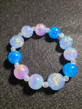 Handmade Blue & Lavender Iridescent Rose Beaded Bracelet