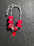 Red Broken Heart Beaded Purse Charm