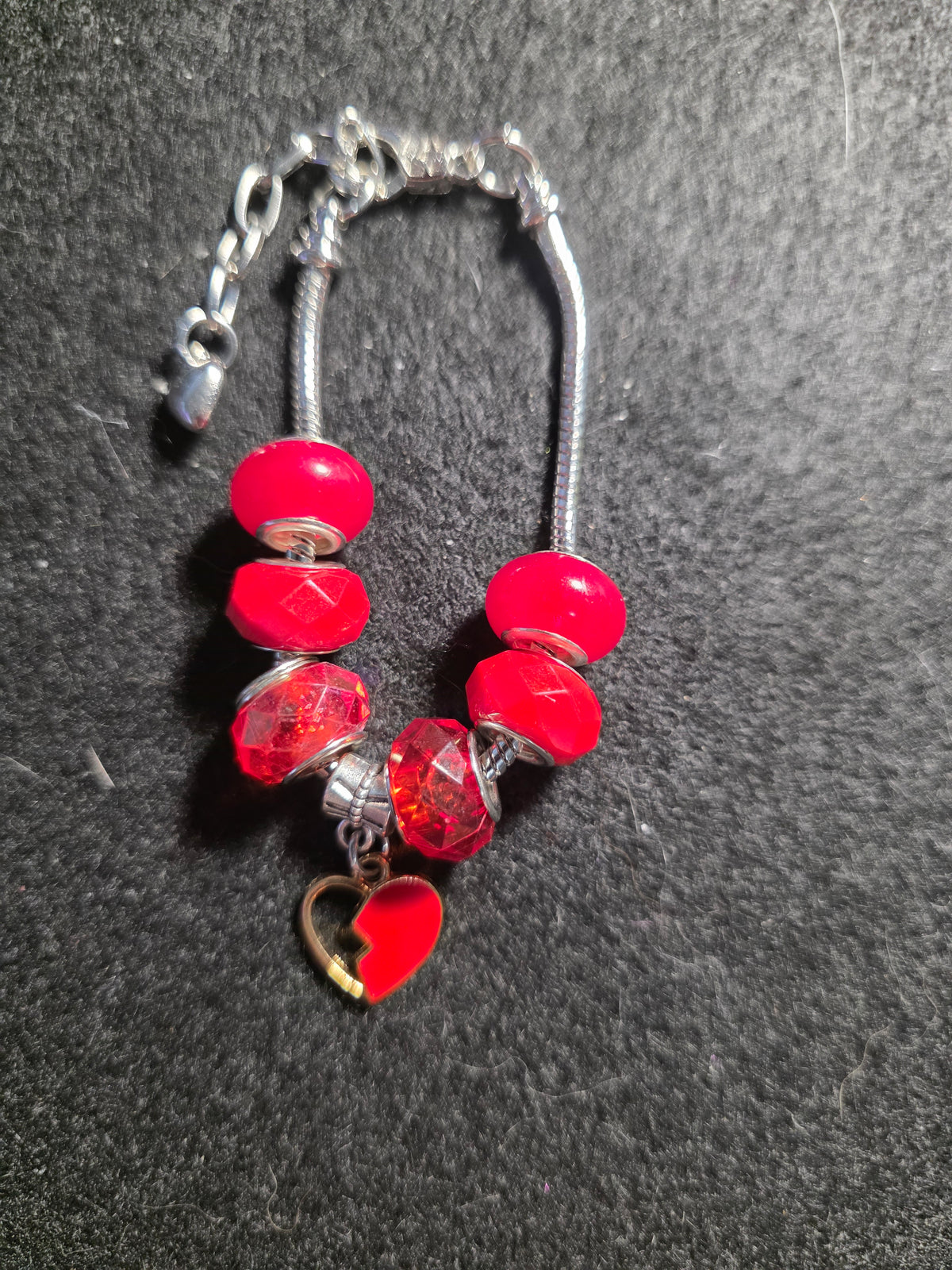 Red Broken Heart Beaded Purse Charm