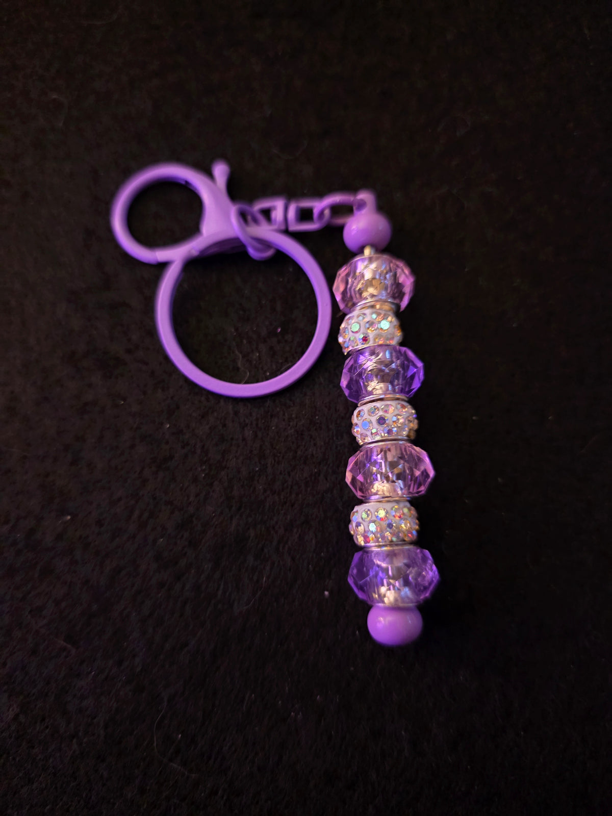 Handmade Purple & Crystal Sparkle Beaded Keychain