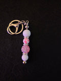 Handmade Pink Sparkle Beaded Keychain