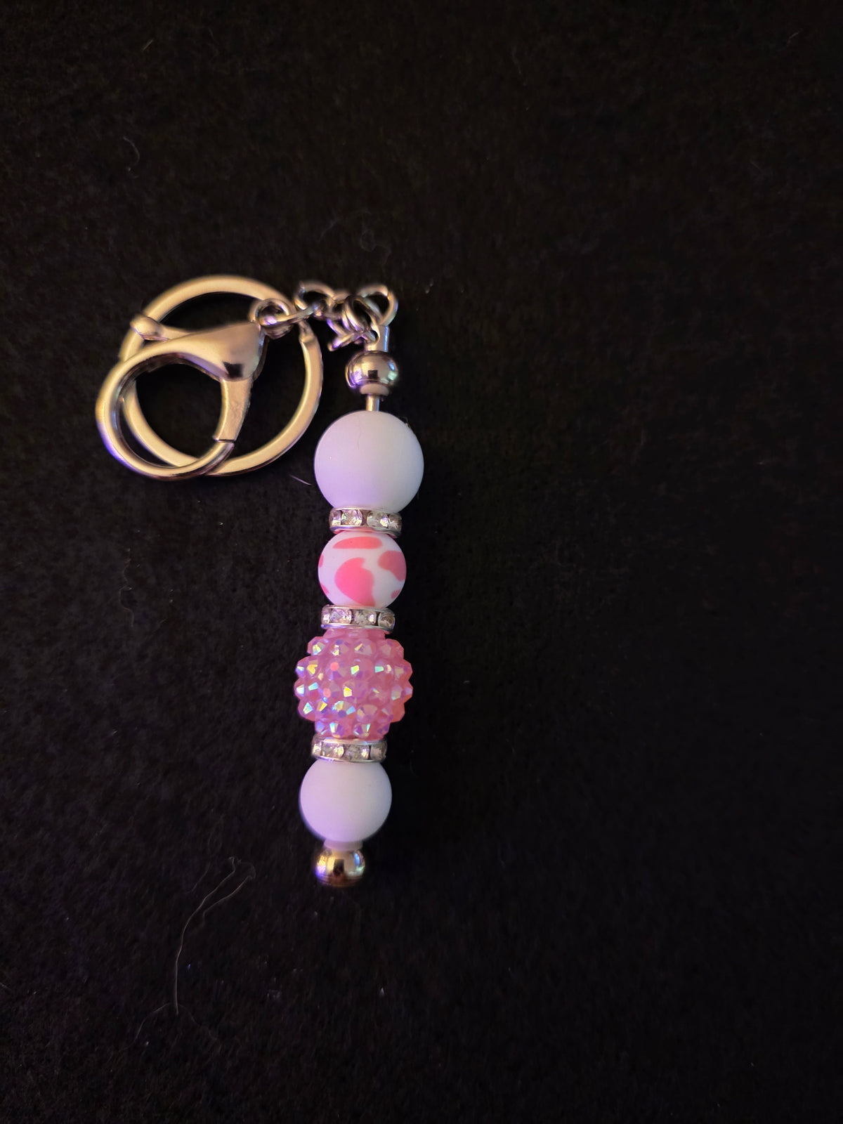 Handmade Pink Sparkle Beaded Keychain