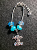 Turquoise Beaded Cow Purse Charm