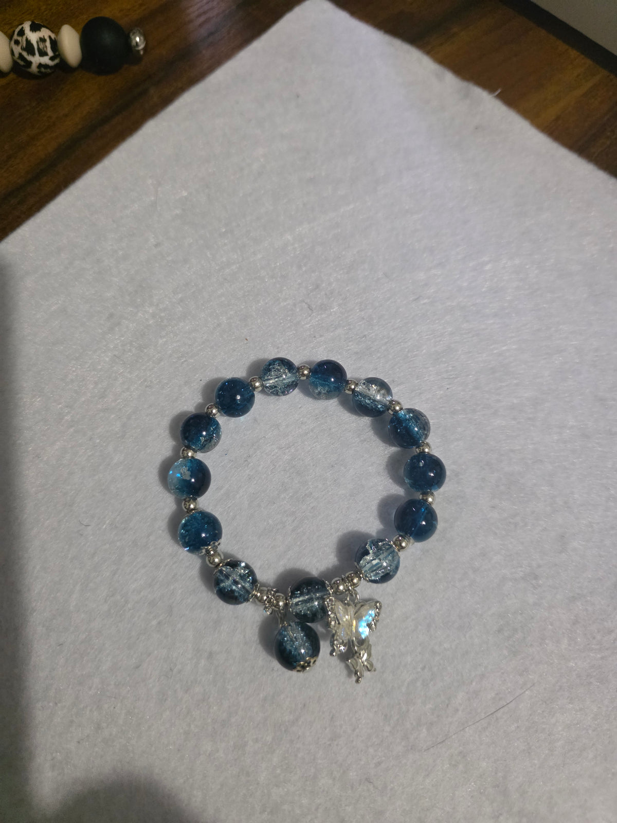 Handmade Ocean Blue Butterfly Charm Bracelet