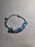 Handmade Aqua Blue European-Style Beaded Bracelet