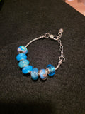 Handmade Blue & Aqua Beaded Charm Bracelet
