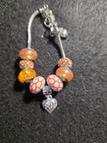 Orange & White Heart Beaded Purse Charm