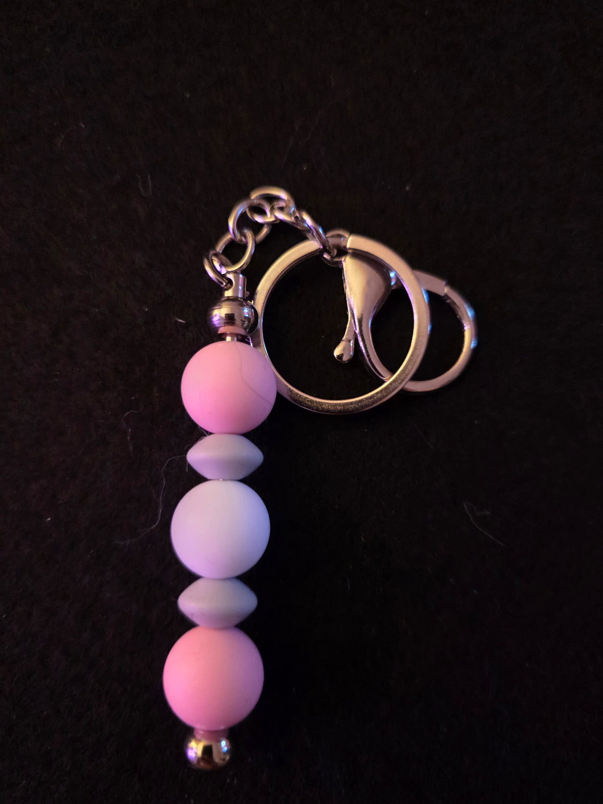Handmade Pink & Lavender Pastel Beaded Keychain