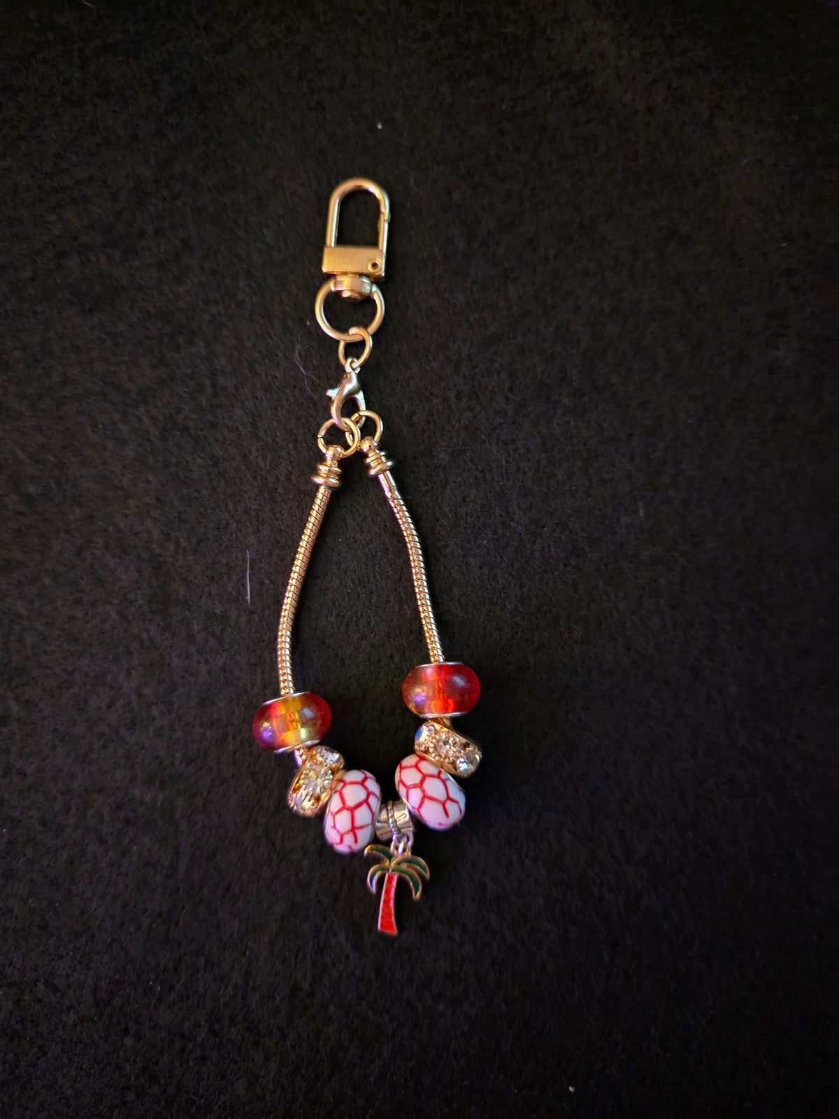Handmade Tropical Palm Tree Beaded Purse Charm