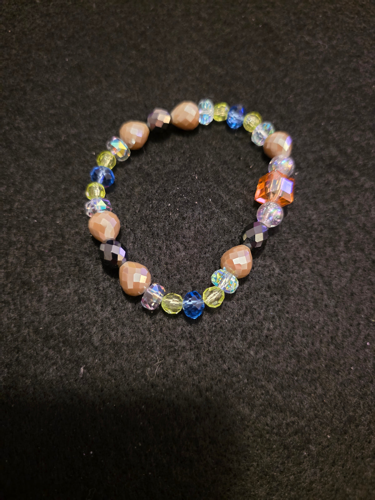 Handmade Multicolor Crystal & Earth-Tone Stretch Bracelet