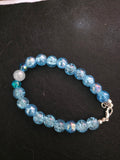 Handmade Blue Sparkle Crackle Beaded Bracelet