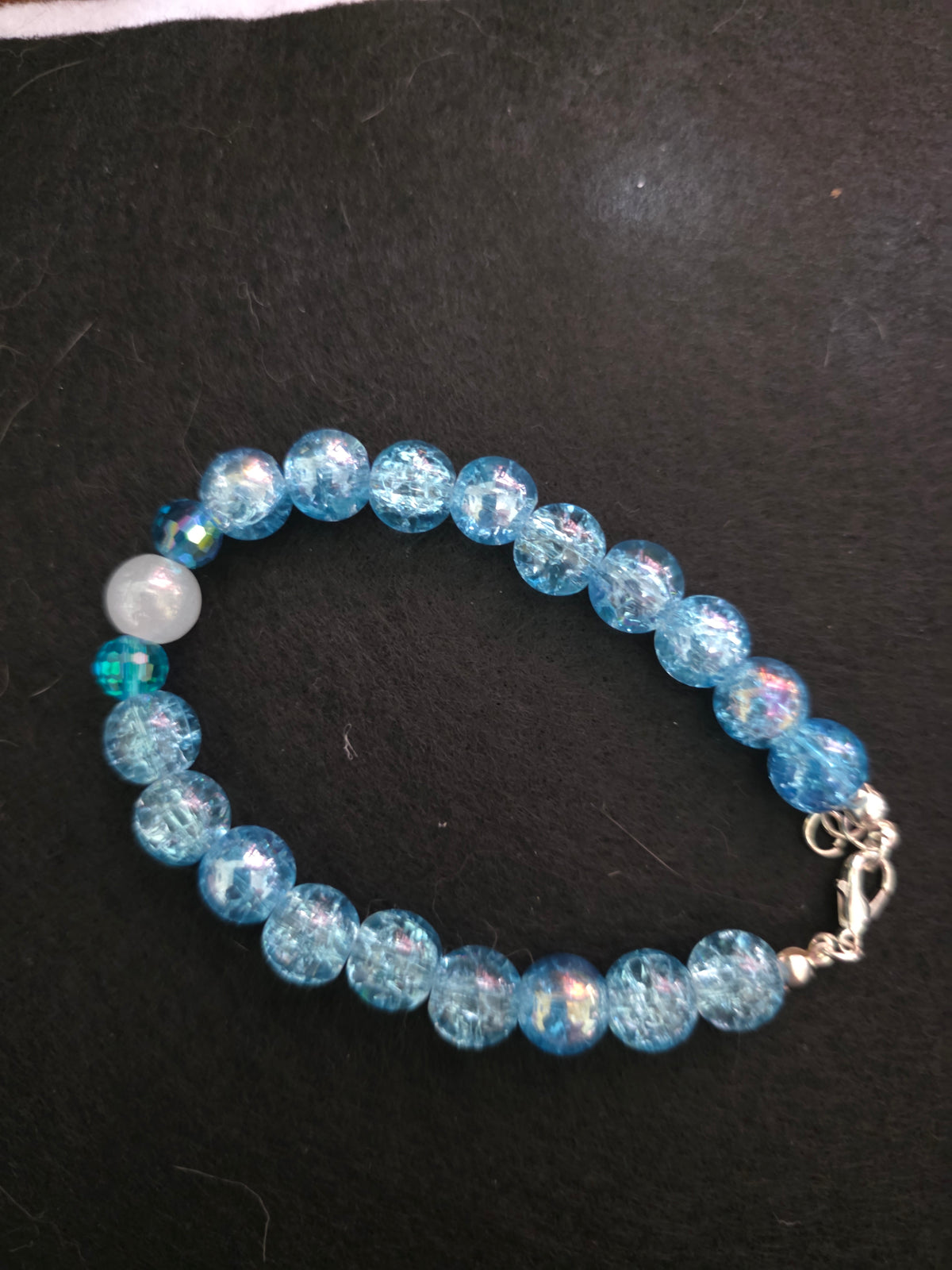 Handmade Blue Sparkle Crackle Beaded Bracelet