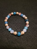 Handmade Blue, Champagne & Crystal Stretch Bracelet