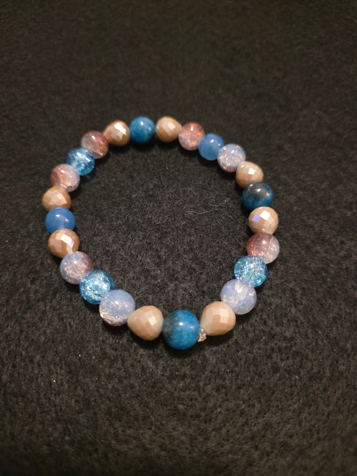 Handmade Blue, Champagne & Crystal Stretch Bracelet