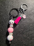 Pink Dog Paw Beaded Tassel Keychain