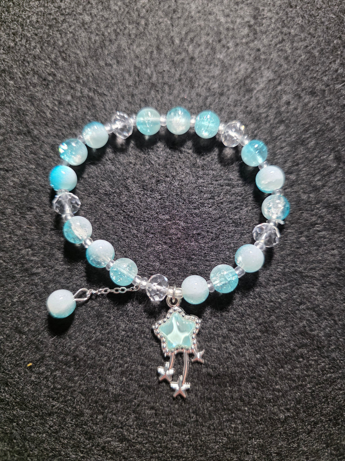 Handmade Aqua Blue Shooting Star Charm Bracelet