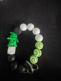 Green Halloween Character Silicone Beaded Wristlet Keychain
