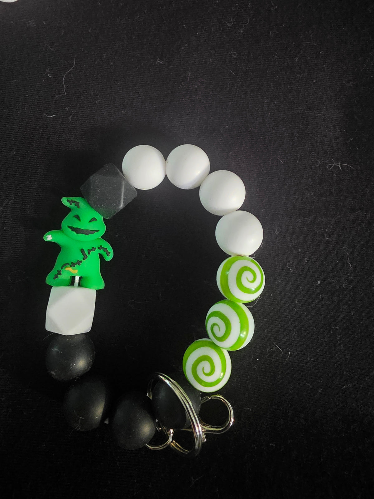 Green Halloween Character Silicone Beaded Wristlet Keychain