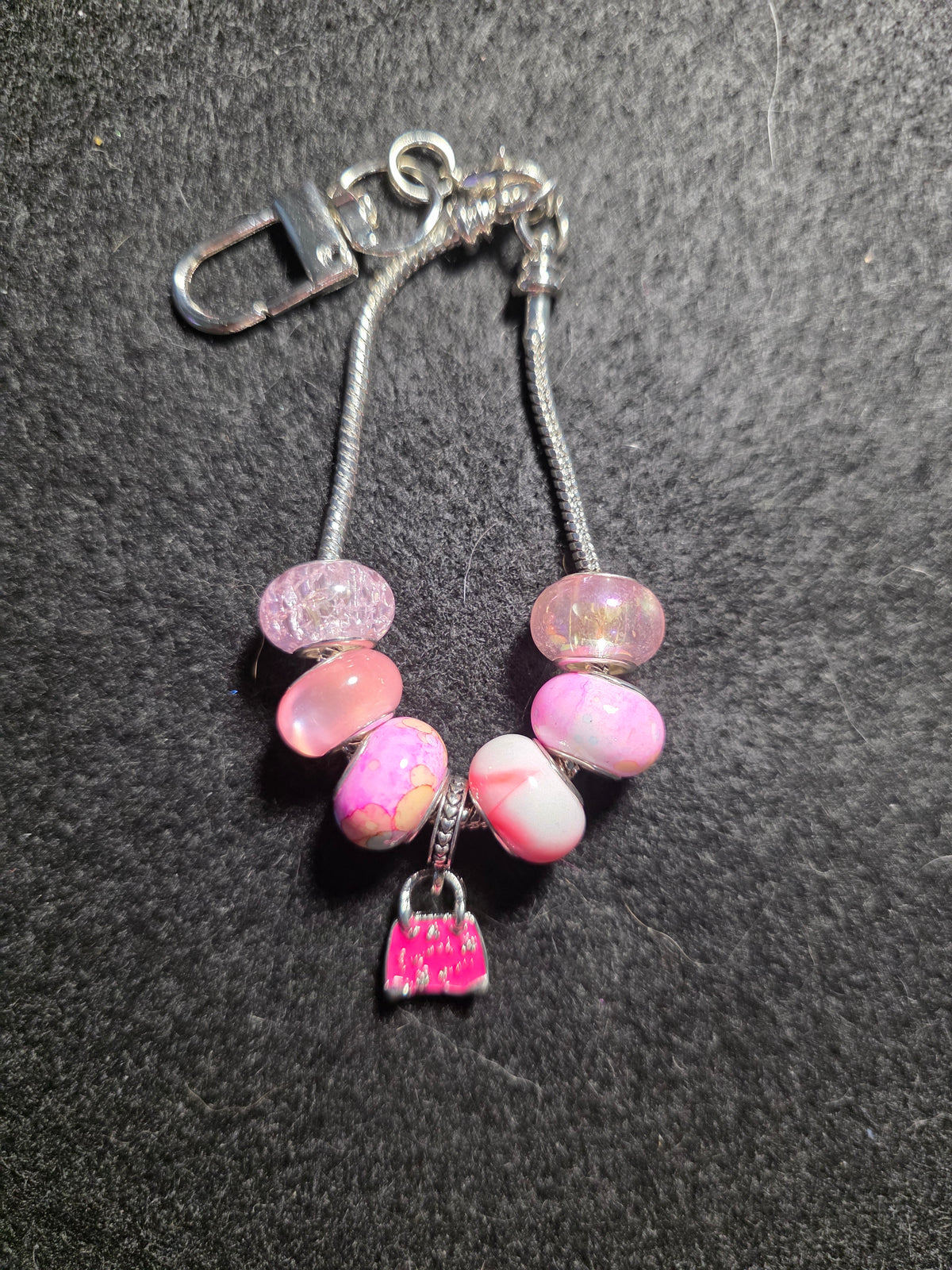 Pink Sparkle Handbag Beaded Purse Charm